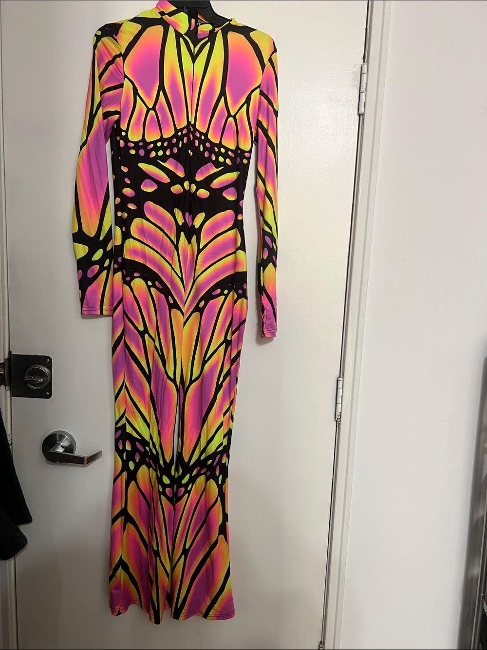Vibrant Pink & Yellow Long Sleeve one piece that glows in the dark